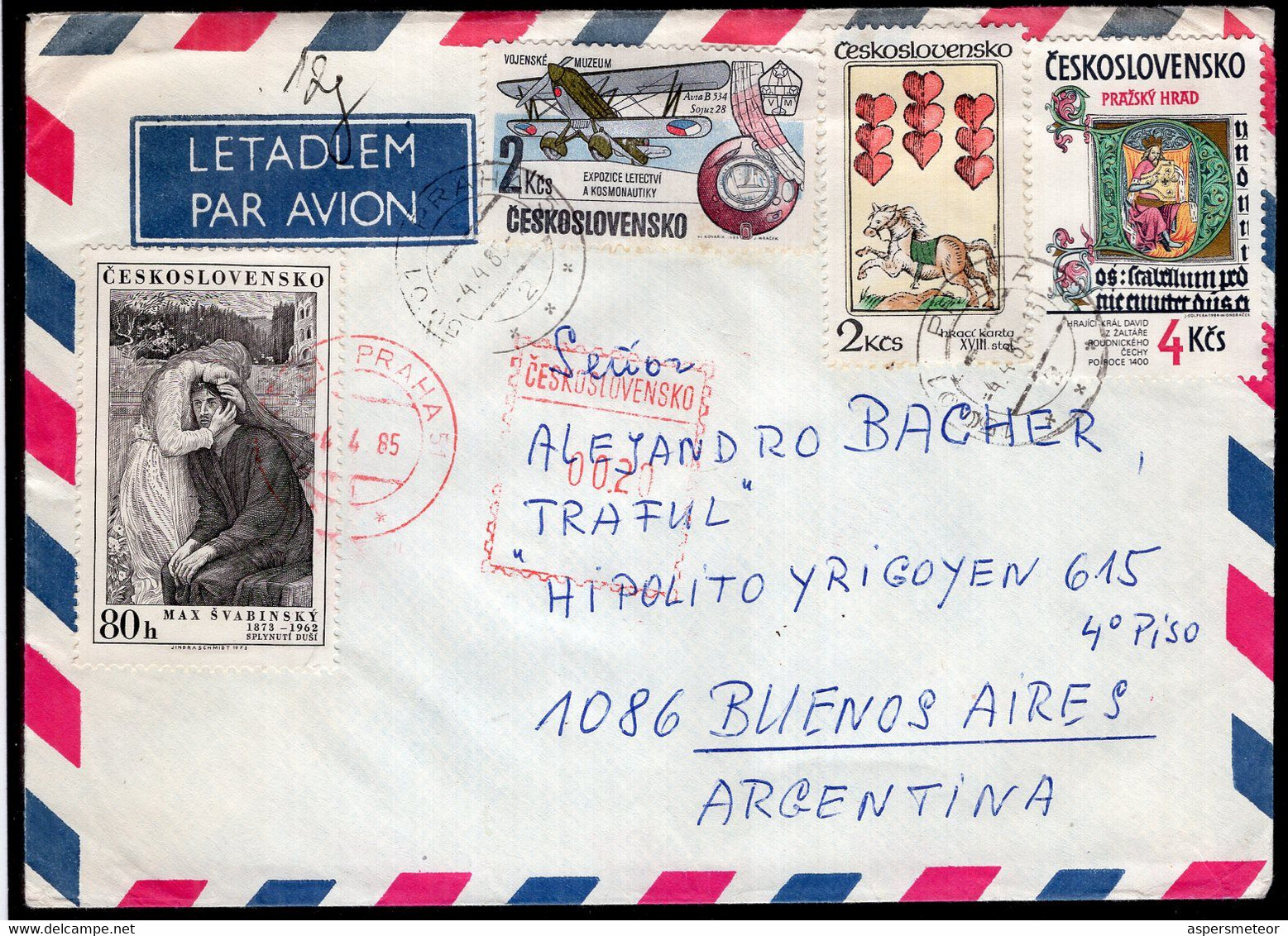 Tchécoslovaquie - 1985 - Lettre - Par Avion - Envoyé En Argentina - A1RR2 - Covers & Documents