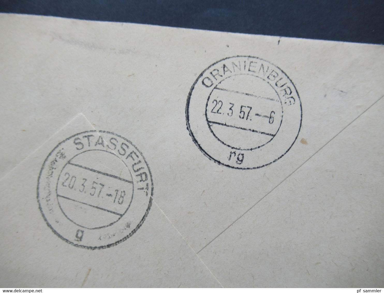 DDR 1957 Dienst ZKD Nr.7 EF VEB Maschinen Und Apparatebau Staßfurt Rücks. 3 Stempel Berlin, Stassfurt Und Oranienburg - Autres & Non Classés