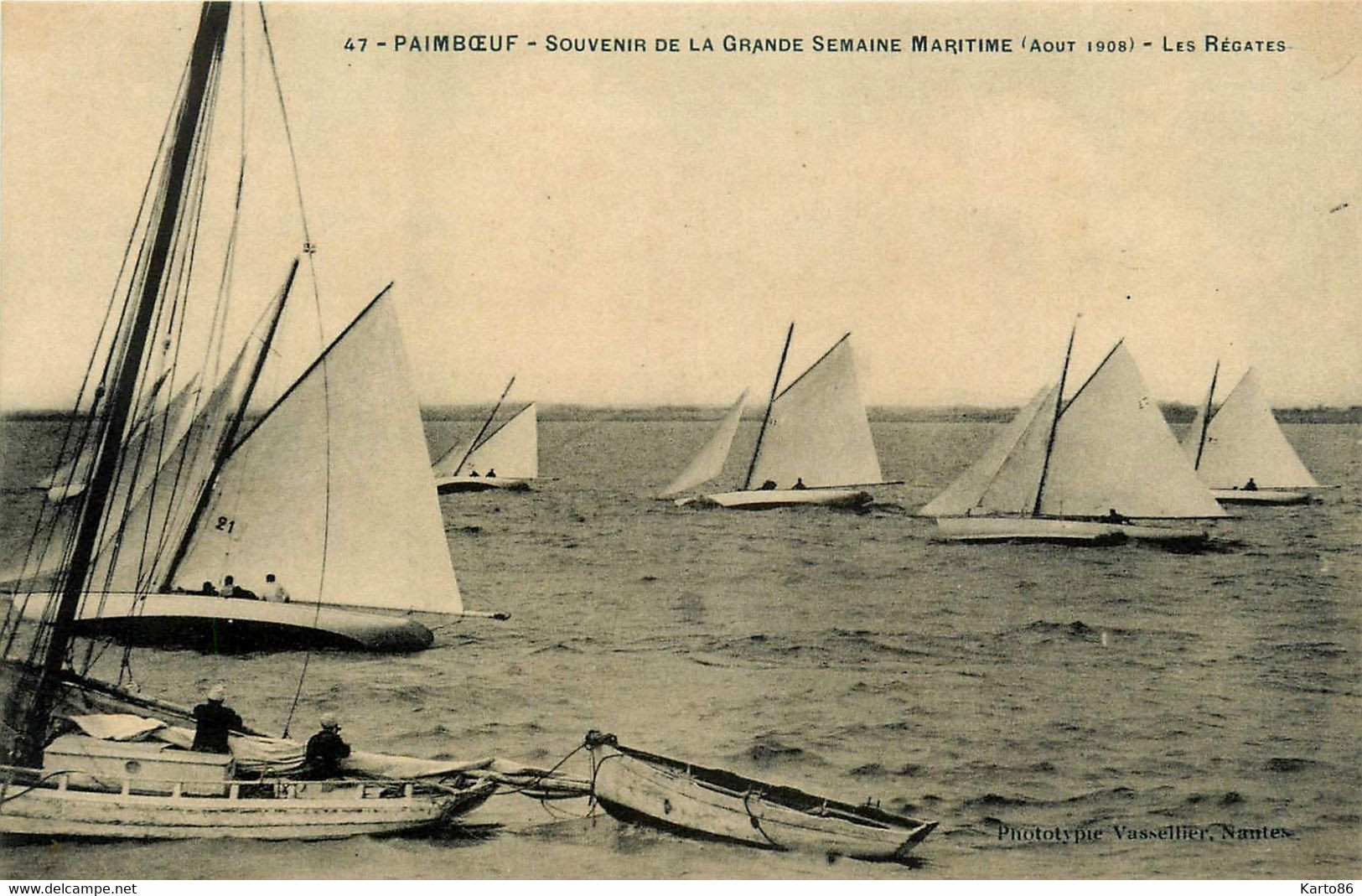 Paimboeuf * Souvenir De La Grande Semaine Maritime Aout 1908 , Les Régates * Bateaux Voiliers Course - Paimboeuf