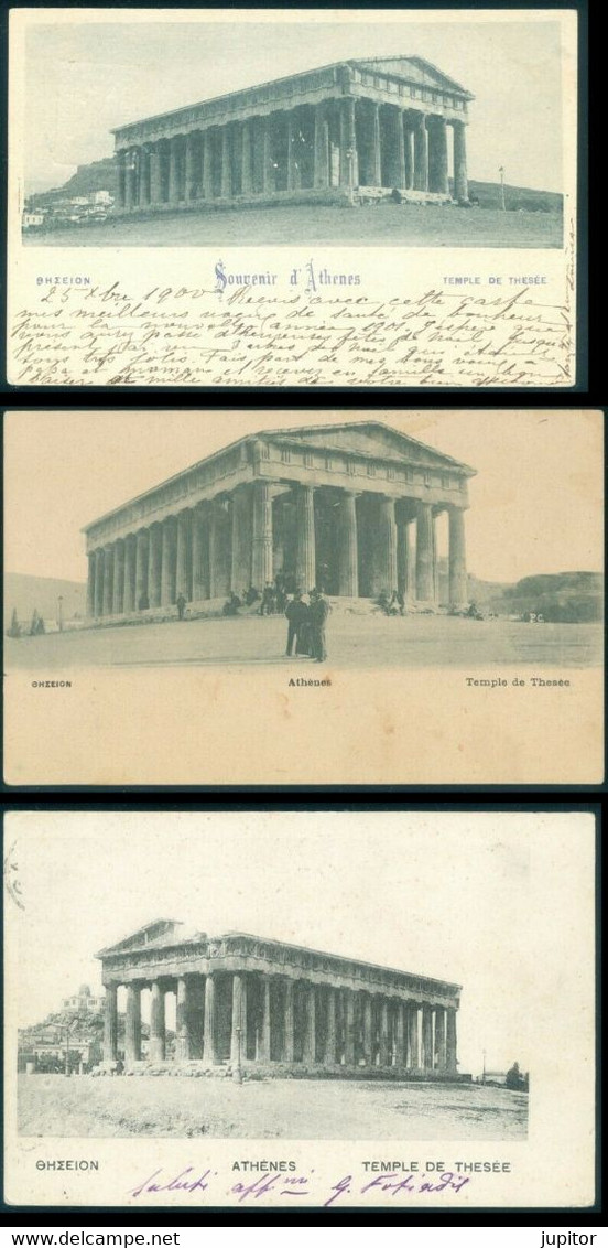 Greece Athens Thisseion Temple LOT Of 3 Cards Used & Unused - Grecia