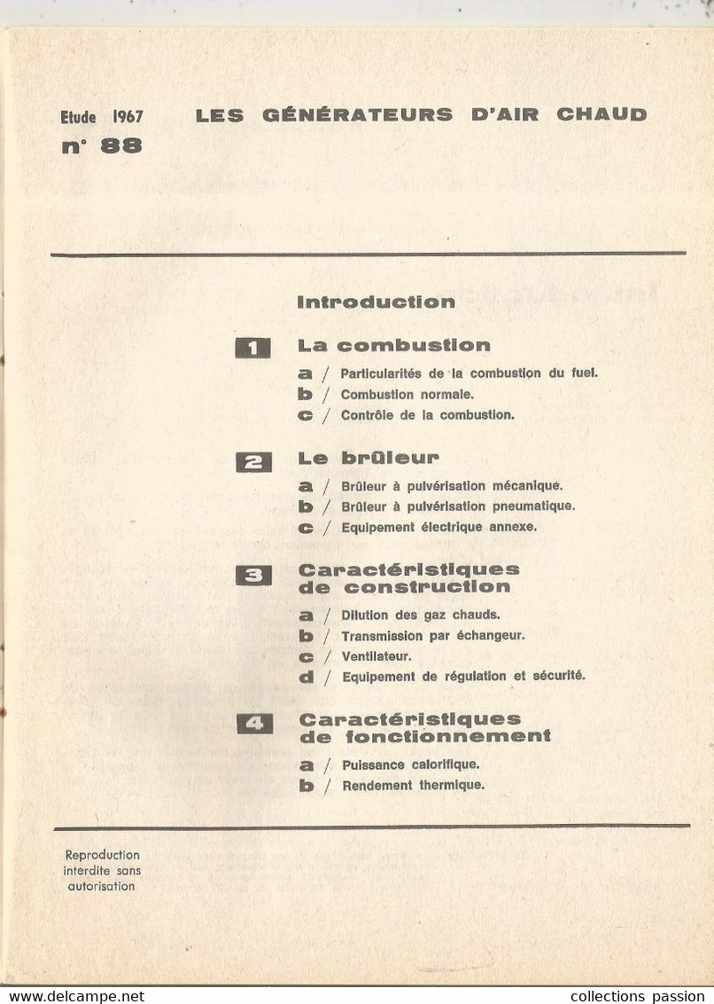 Technique , Publicité BP,  15 Pages, LES GENERATEURS D'AIR CHAUD , étude 1967 , N° 88,  Frais Fr 2.15 E - Basteln