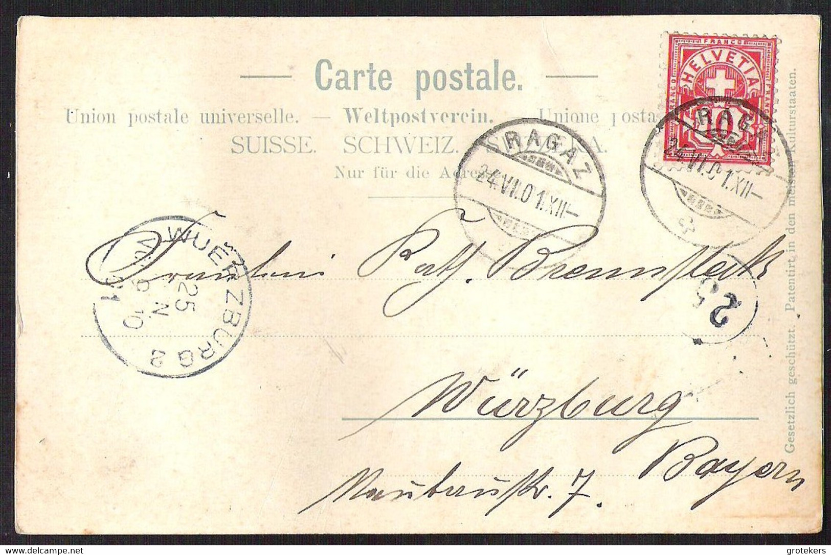 ENDE  TAMINASCHLUCHT (Embossed Card) Sent 1901 From Ragaz - Sent