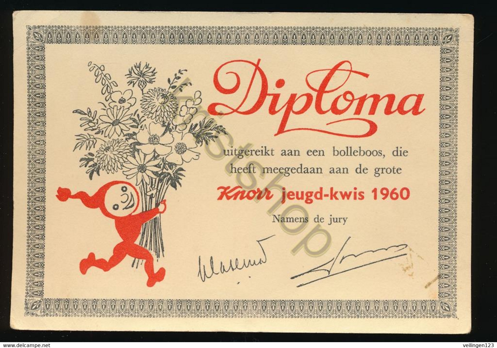 Reclamekaart - Diploma - Knorr Jeugd-kwis 1960 [Z20-0.306 - Advertising