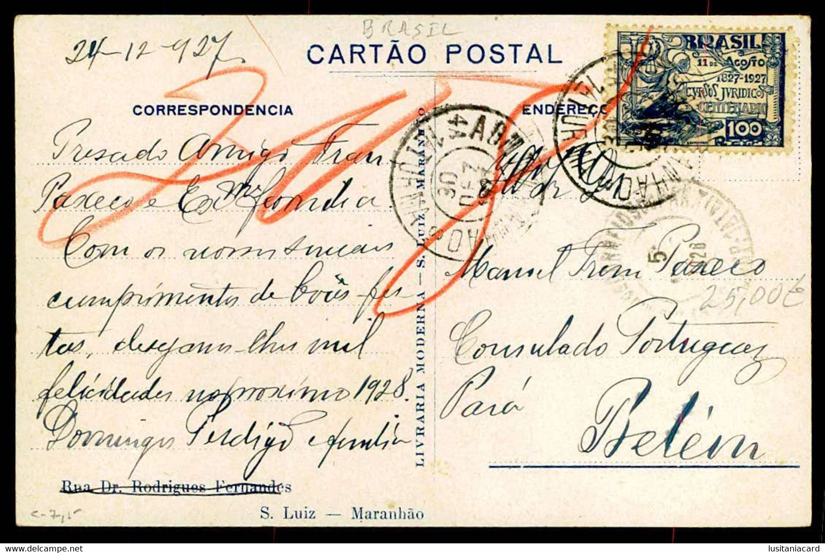 MARANHÃO -Rua Dr. Rodrigues Fernandes. (Ed. Livraria Moderna.) Carte Postale - São Luis