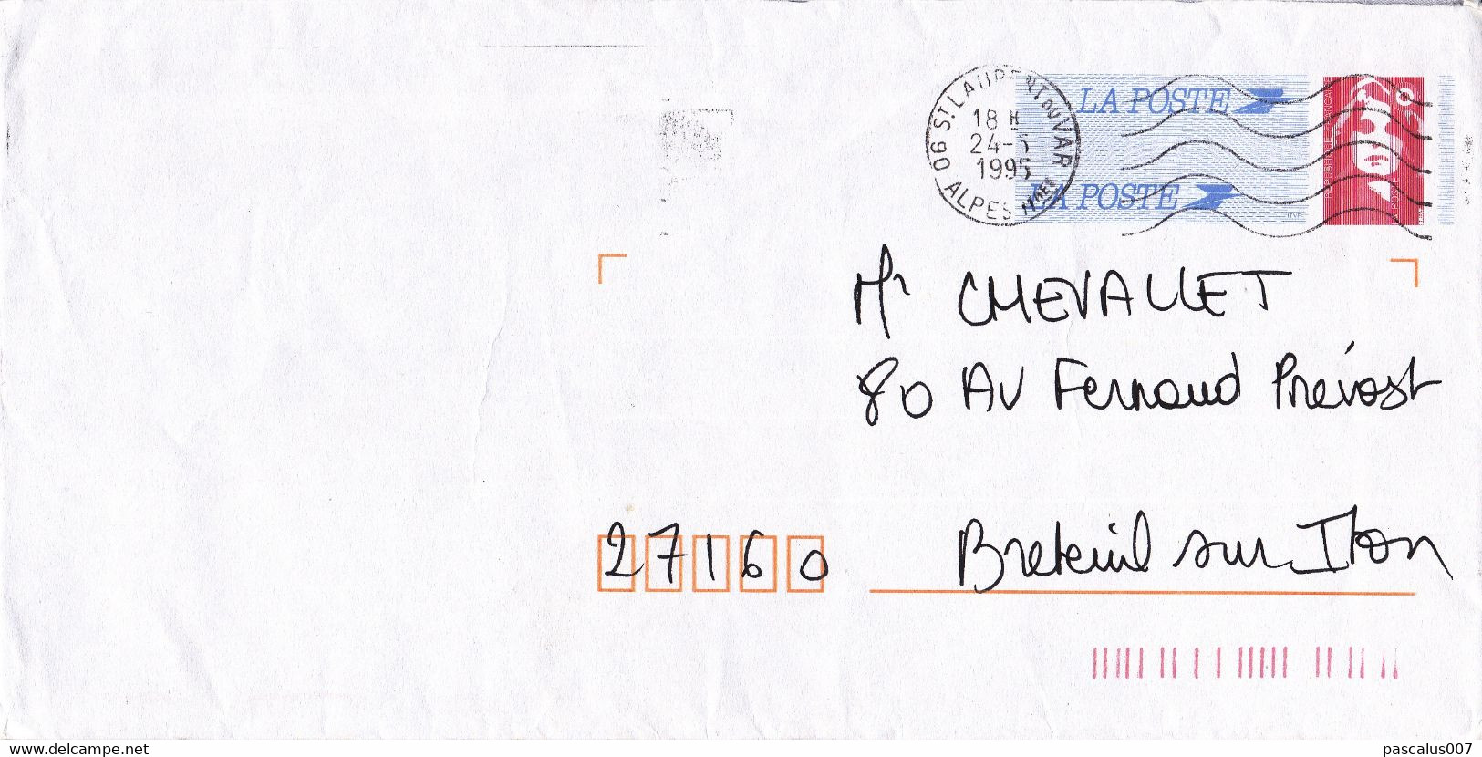 B01-373 5 enveloppes France 1995 Entiers Postaux Divers