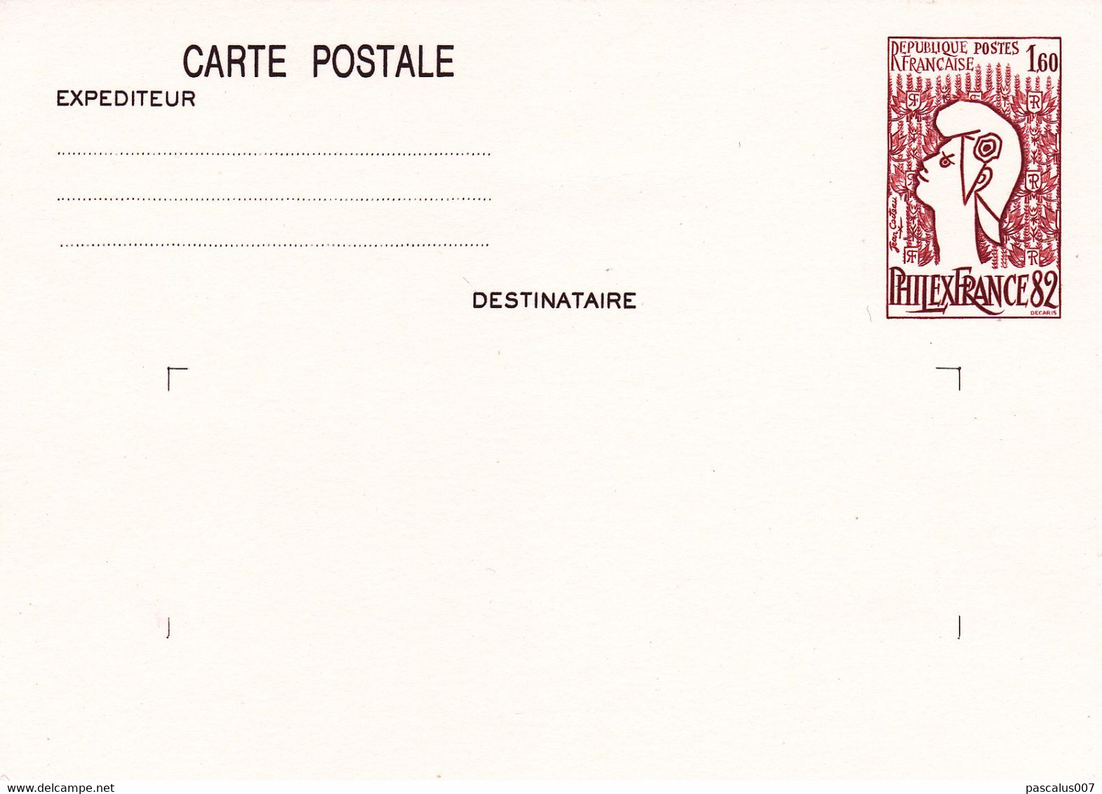 B01-373 5 Cartes Entiers Postaux France 1982 Philex - Verzamelingen En Reeksen: PAP