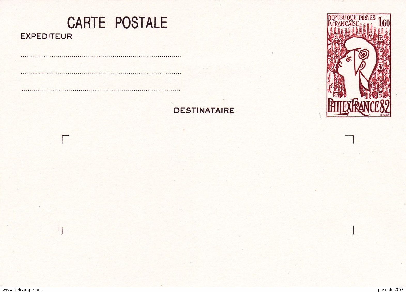 B01-373 5 Cartes Entiers Postaux France 1982 Philex - Lots Et Collections : Entiers Et PAP