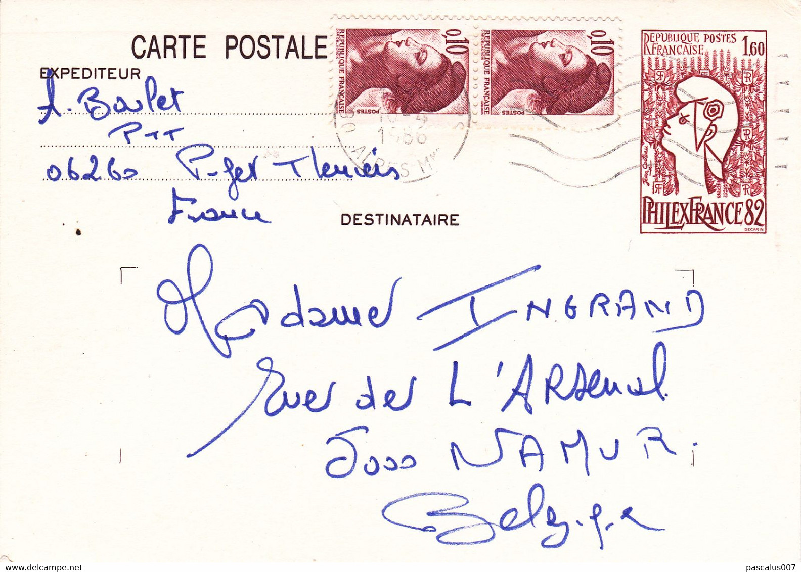 B01-373 5 Cartes Entiers Postaux France 1982 Philex - Lots Et Collections : Entiers Et PAP