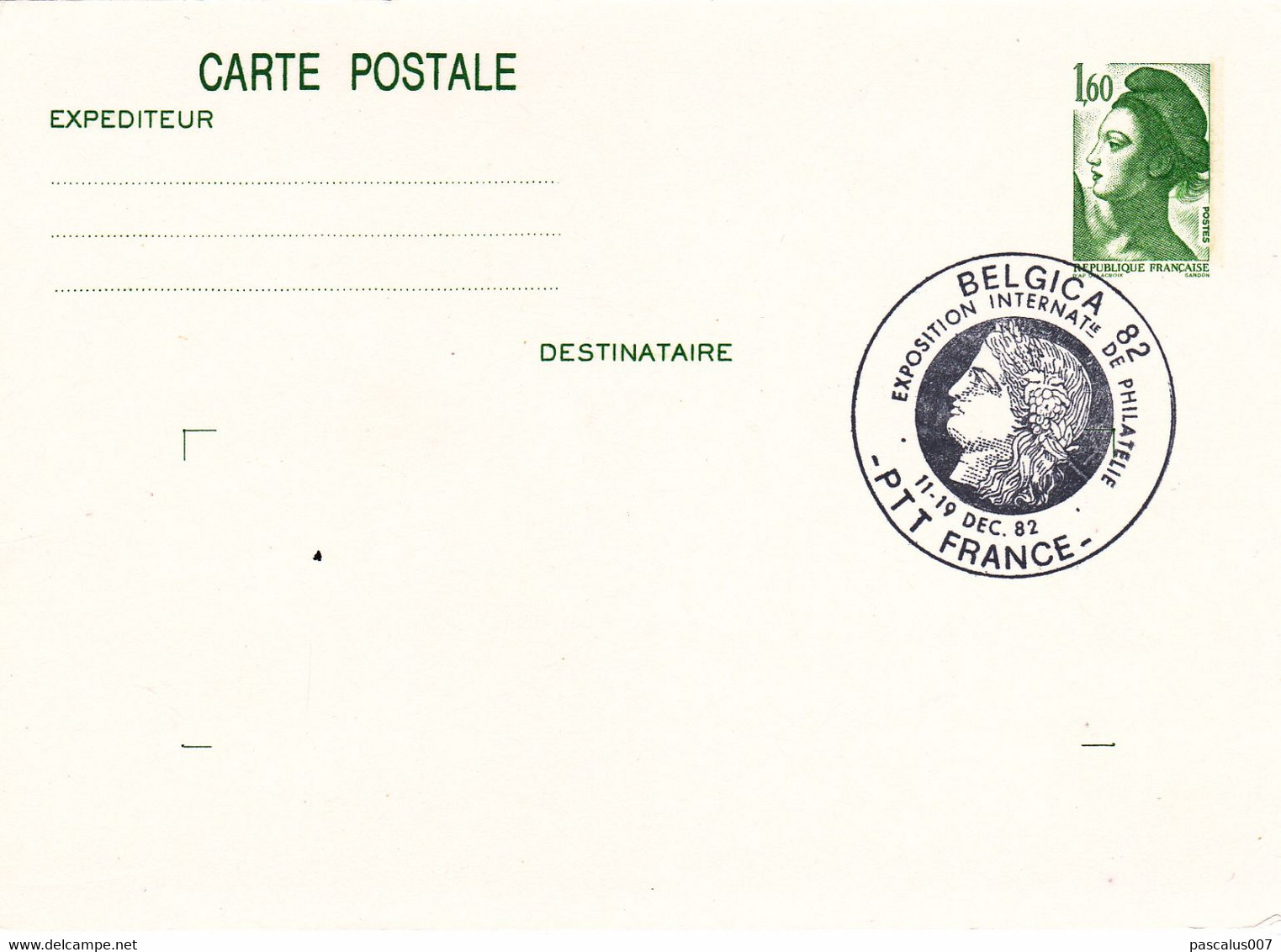 B01-373 2 Cartes Postales Entiers Postaux France 1982 Belgica - Konvolute: Ganzsachen & PAP
