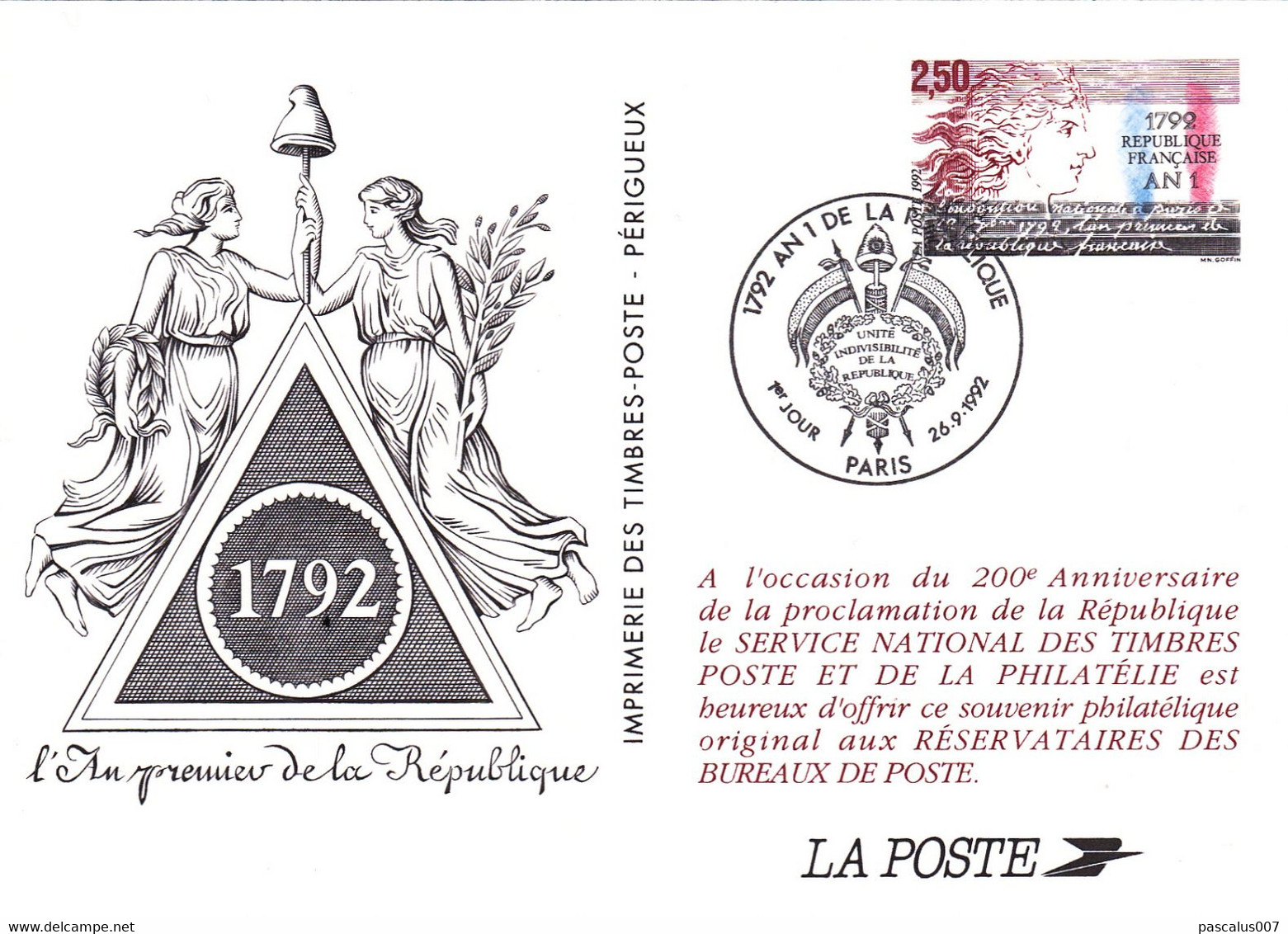 B01-373 1 Carte Maximum Et 1 Carte Postale Entiers Postaux France Aéropostale Et 1792 An 1 De La République - Konvolute: Ganzsachen & PAP