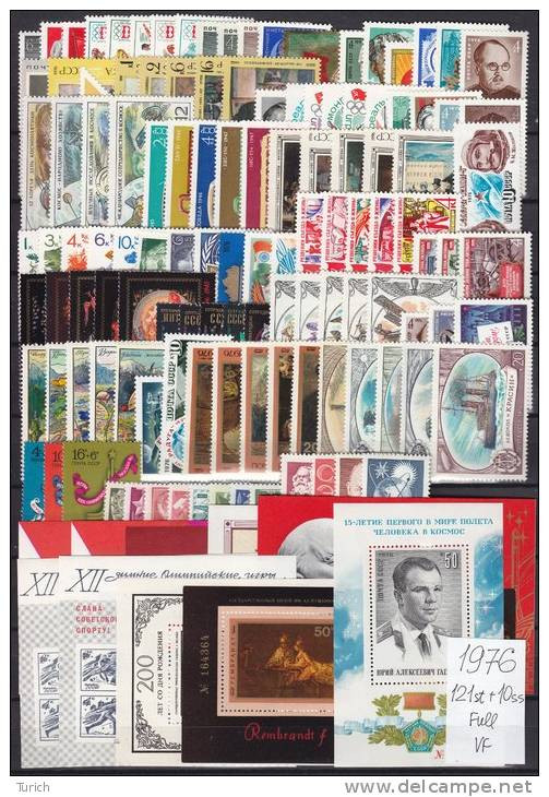 1976 Full Year Collection, 121 St. +10 SS,  MNH**, VF - Años Completos