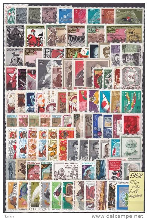 1968 Full Year Collection, 134 St. +4 SS,  MNH**, VF - Full Years