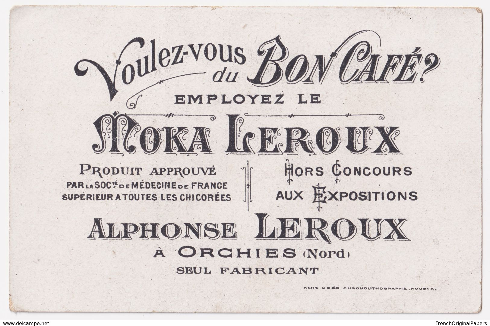 Première Cigarette Chromo Coëz Roubaix C. 1890 Moka Leroux Orchies Enfant Tabac Fumée Fumeur Mode Victorien A50-18 - Tè & Caffè