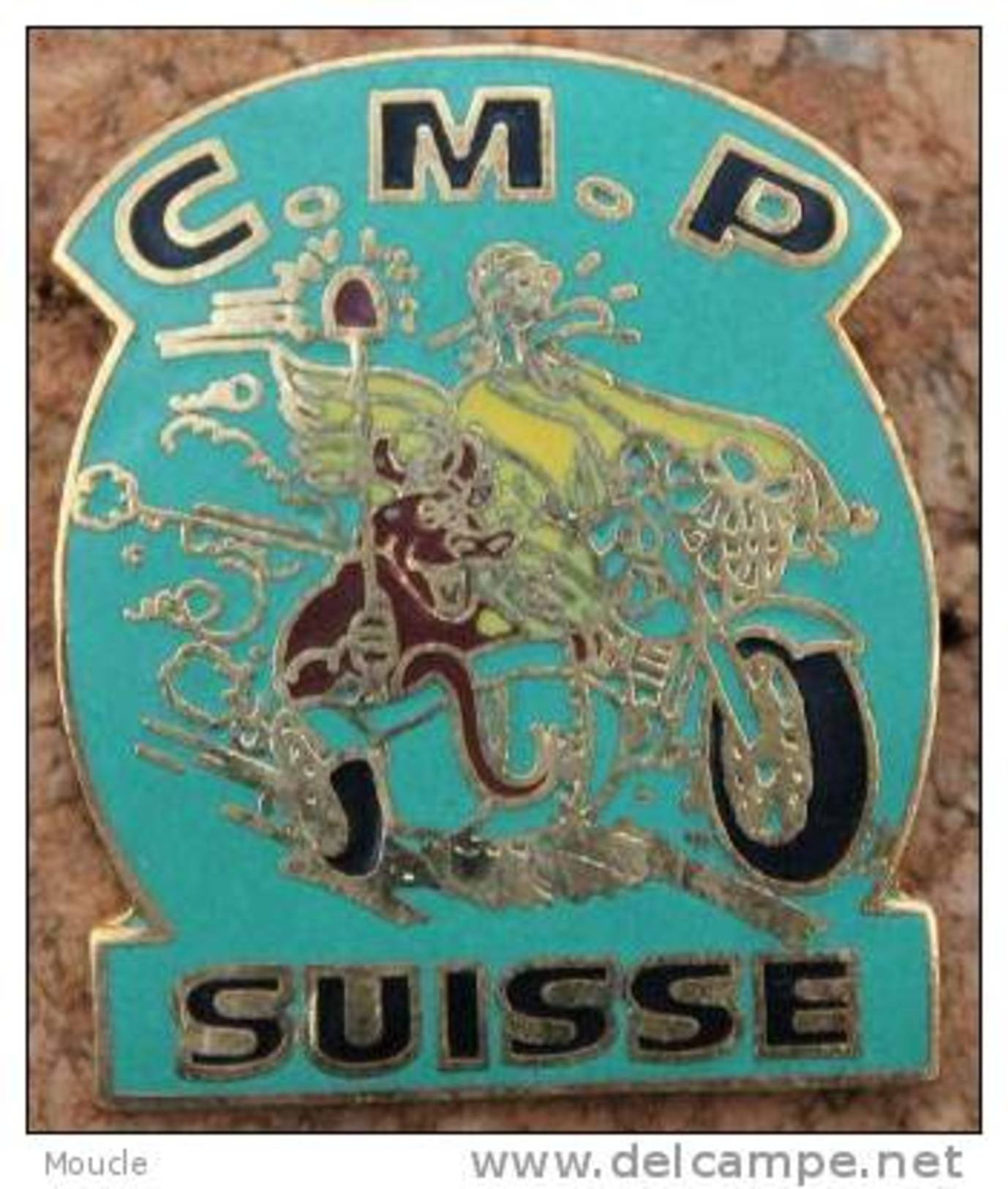 CLUB DES MOTARDS DE LA  POLICE GENEVE - SUISSE - C.M.P - VERT - SIDE CAR - POLIZEI - GENF - SCHWEIZ - MOTO    - (BLEU) - Polizia