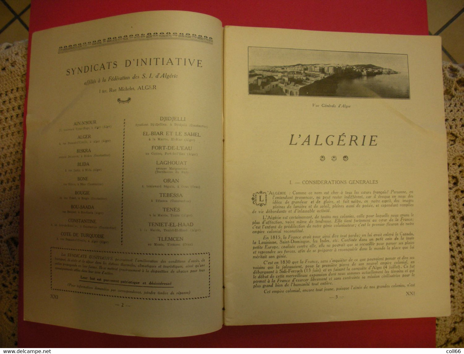 1924 RARE Brochure Algérie Fédération Des Syndicats D'Initiative édit Office National Du Tourisme - Viaggi