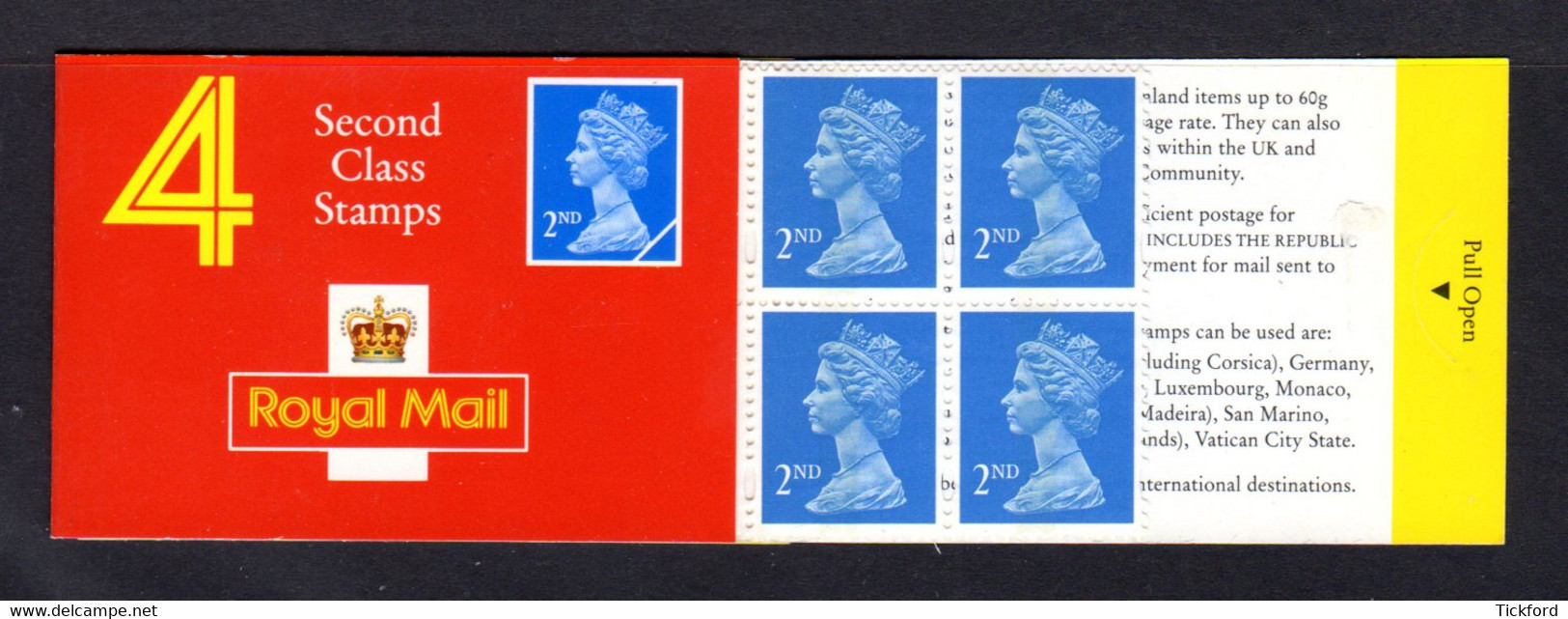 GRANDE-BRETAGNE 1993 - Carnet Yvert C1671-1 - SG HA6 - NEUF** MNH - Barcode Booklet With 4 NVI 2nd Class Stamps - Cuadernillos
