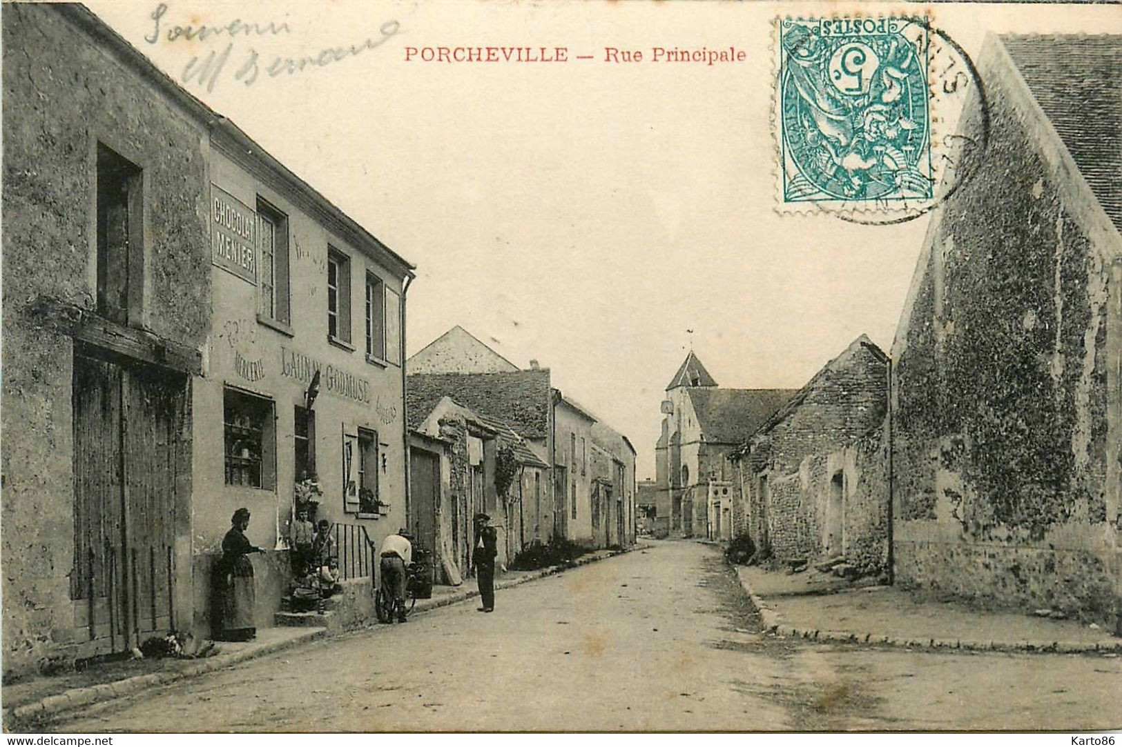 Porcheville * La Rue Principale * Débit De Tabac Tabacs LAUNAY GODMUSE - Porcheville