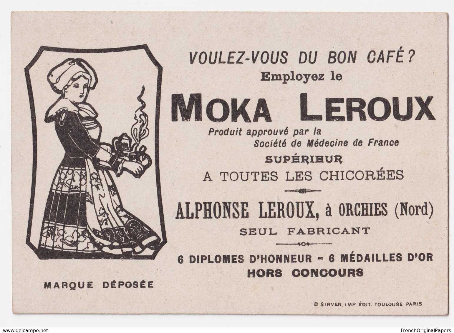 Jeu Marchande Chromo Sirven 1900 Moka Leroux Orchies Enfant Fillette Balance Commerce Magasin Poids Robe Mode A50-61 - Tea & Coffee Manufacturers