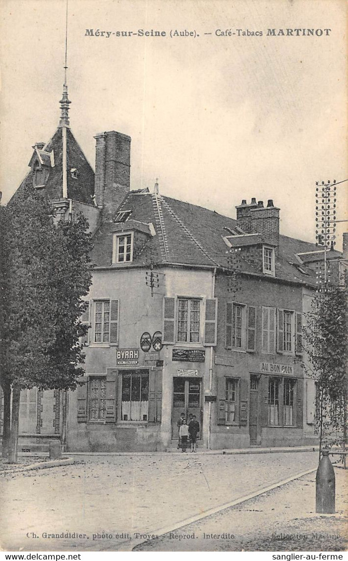 CPA 10 MERY SUR SEINE CAFE TABACS MARTINOT - Autres & Non Classés