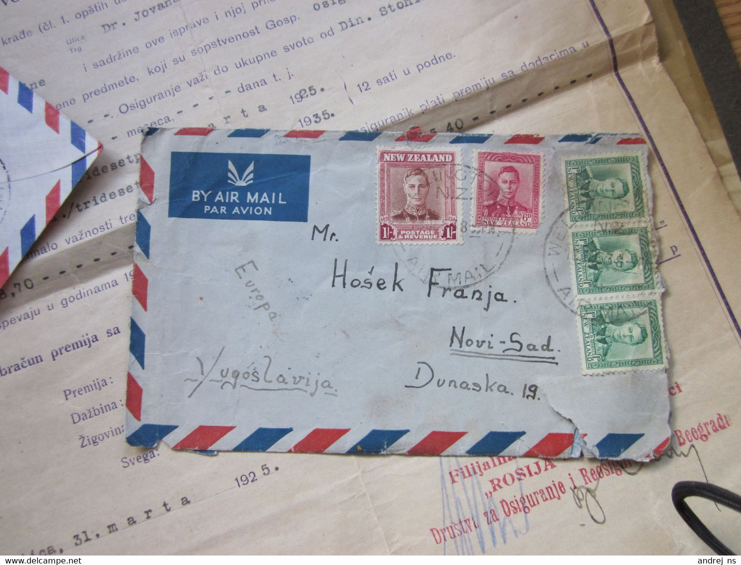 New Zealand  By Air Mail To Novi Sad 1957 - Corréo Aéreo