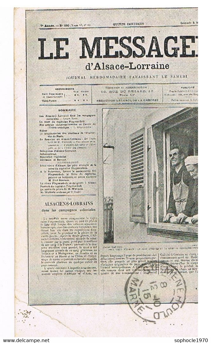 06- 2021 - SELECT - MOSELLE - 57 - Le Messager D'Alsace Lorraine - Carte Présentant Journal En 1910 - Otros & Sin Clasificación