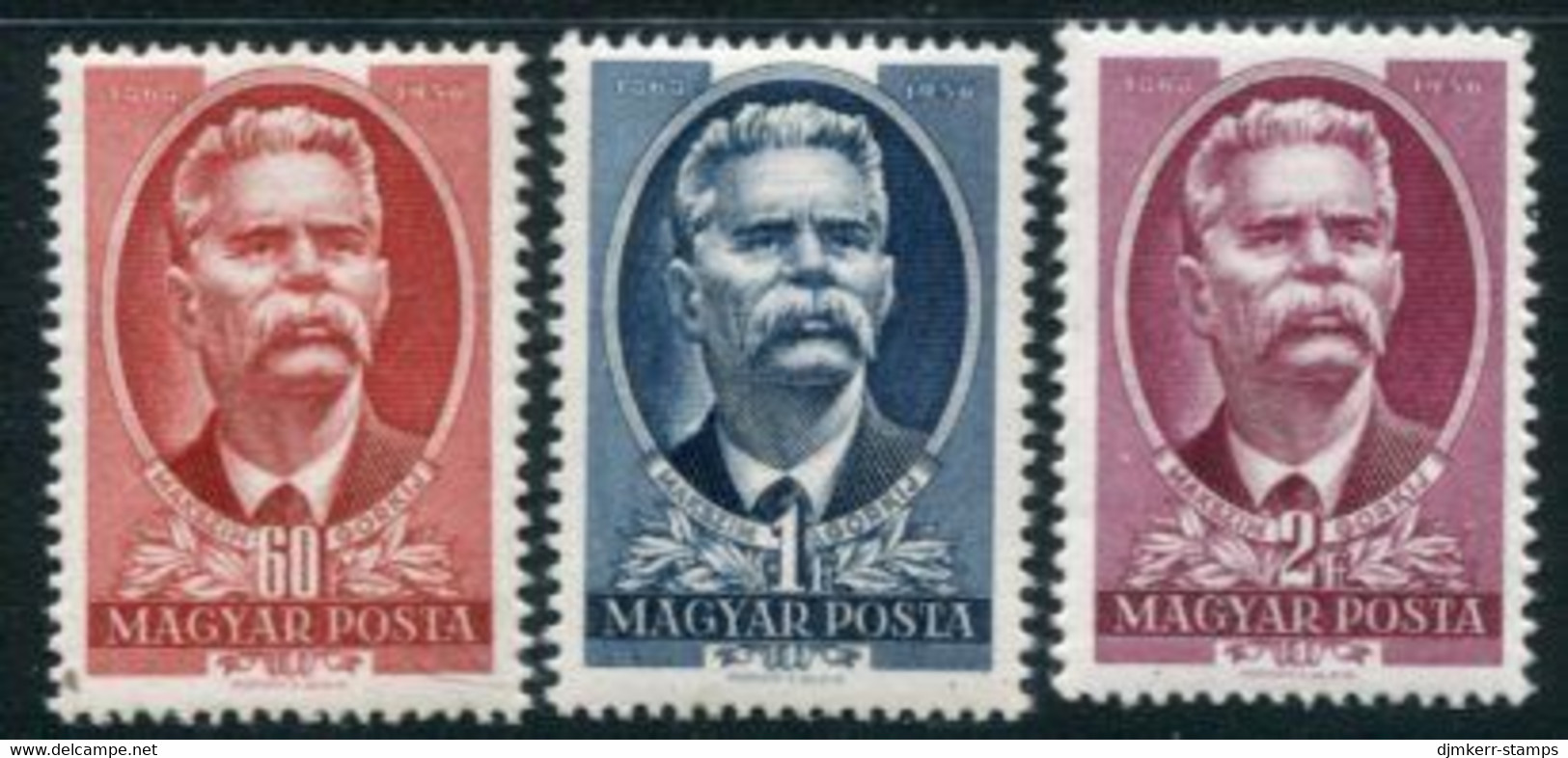 HUNGARY 1951 Maksim Gorki MNH / **.  Michel 1170-72 - Unused Stamps