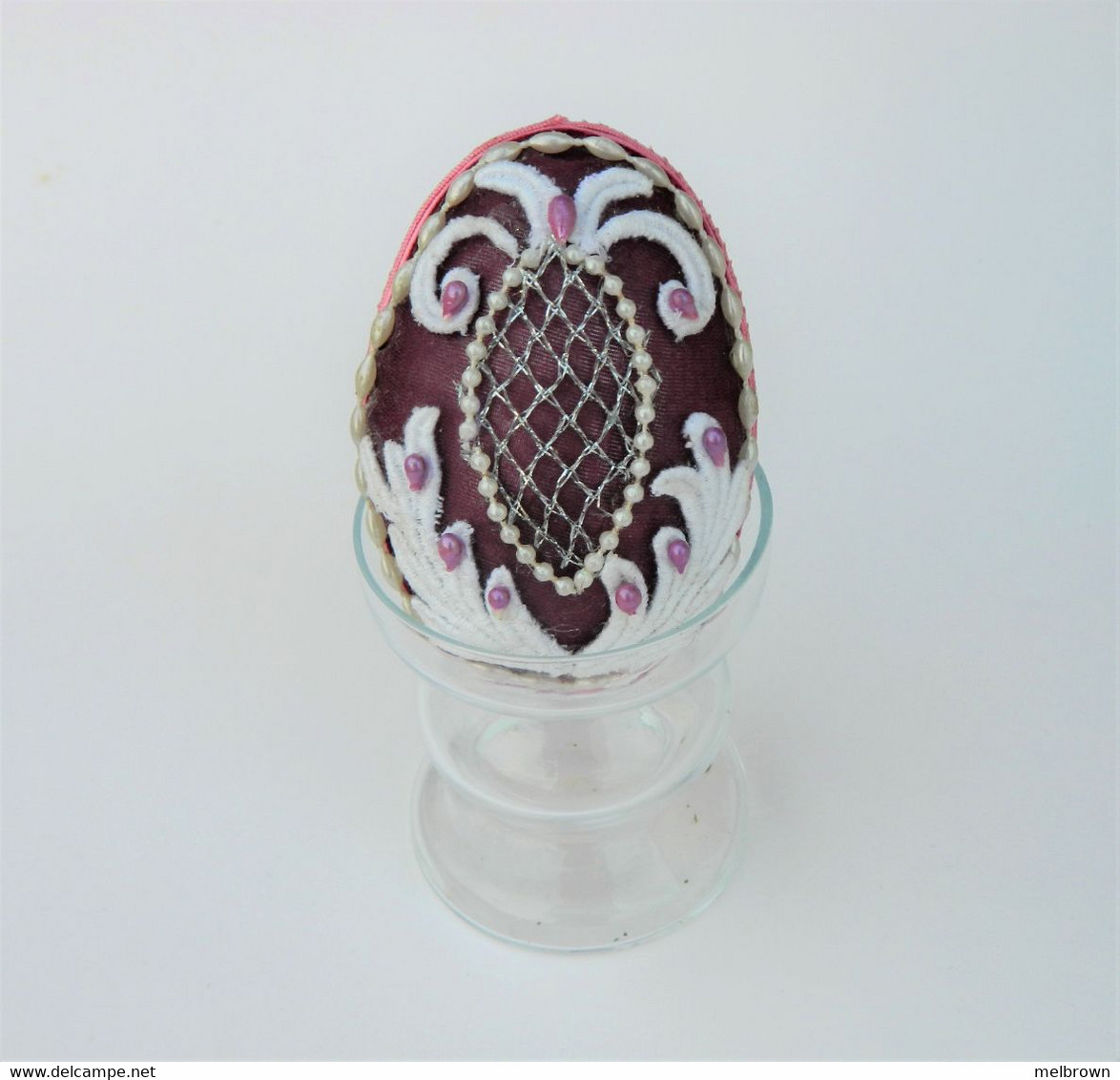 Hand Decorated Purple Goose Egg Trinket Box - Uova