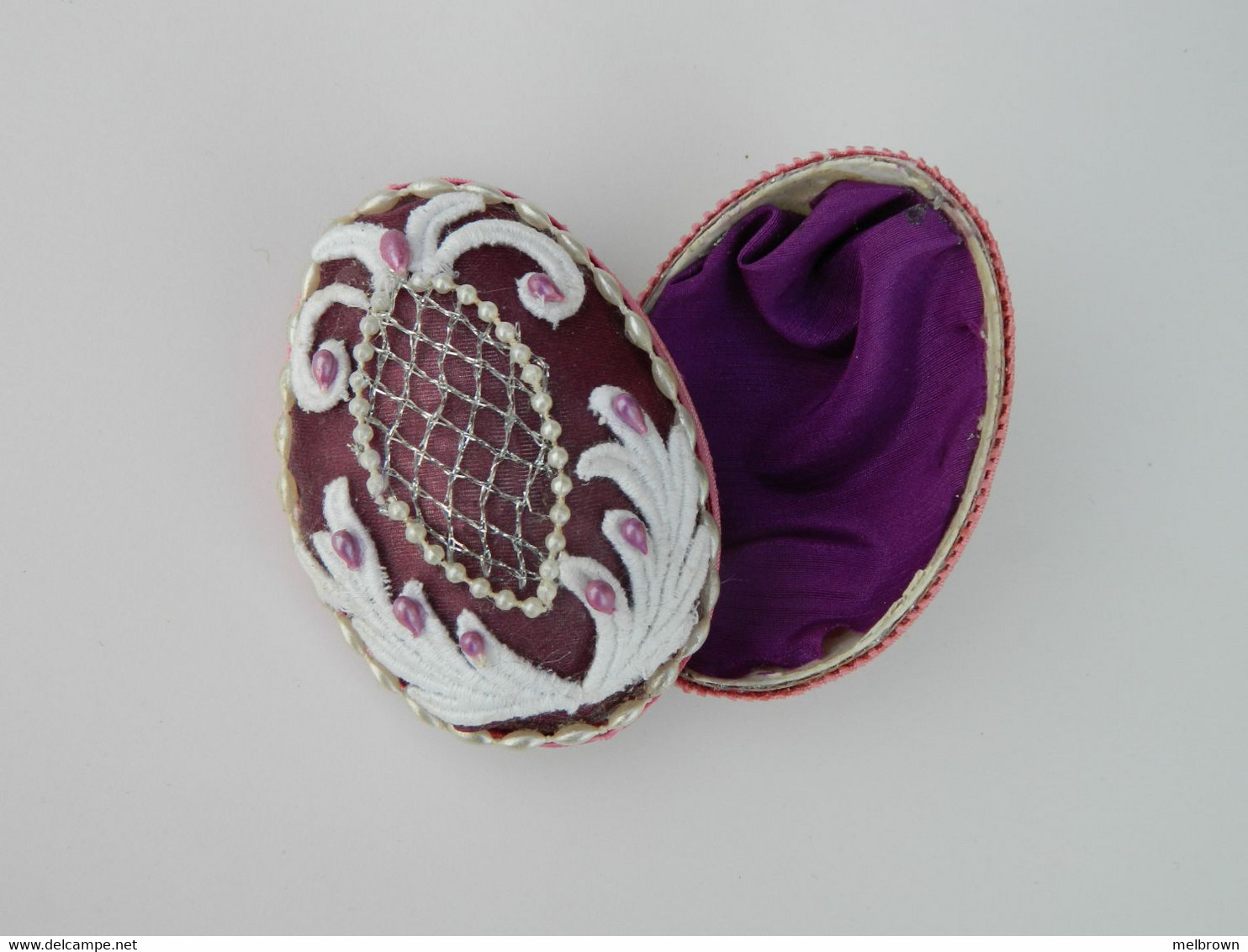 Hand Decorated Purple Goose Egg Trinket Box - Eggs