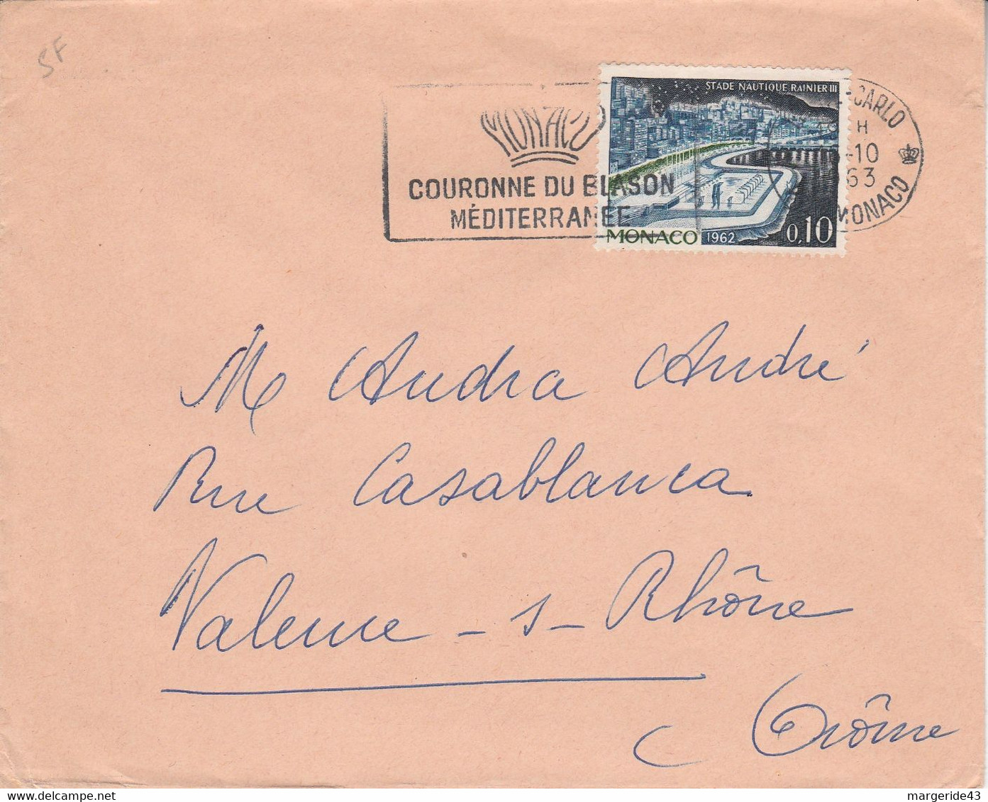 MONACO SEUL SUR LETTRE POUR LA FRANCE 1963 - Lettres & Documents