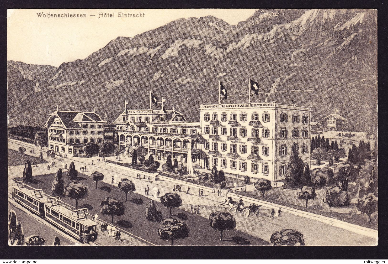 1911 Hotel Eintracht In Wolfenschiessen Mit Eisenbahn. AK Gestempelt Wolfenschiessen Nach Heidelberg - Wolfenschiessen