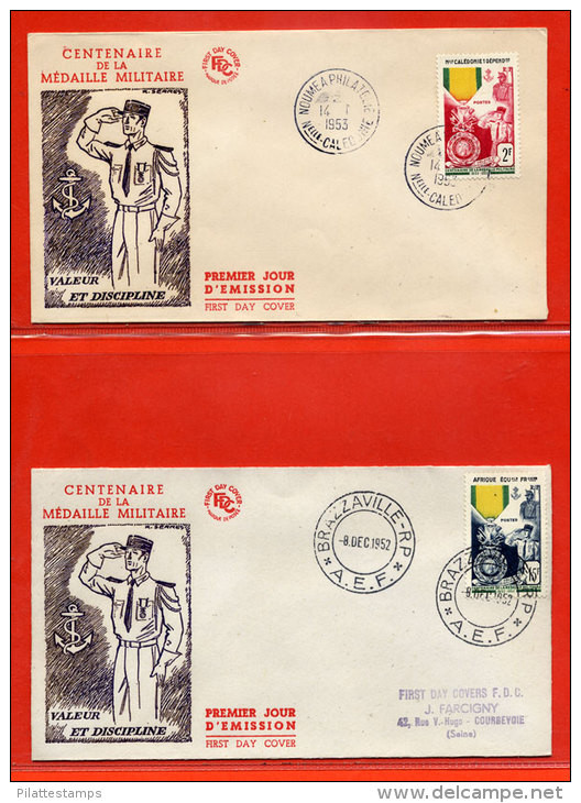CENTENAIRE DE LA MEDAILLE MILITAIRE DE 1952 FDC SERIE DE 12 COLONIES COMPLETE - 1952 Centenaire De La Médaille Militaire