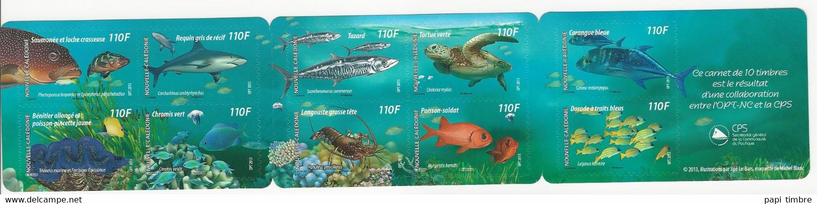 Nlle Calédonie - 2013 - Faune Marine Du Lagon - Carnet De 10 Valeurs - Neuf ** Non Plié - Booklets