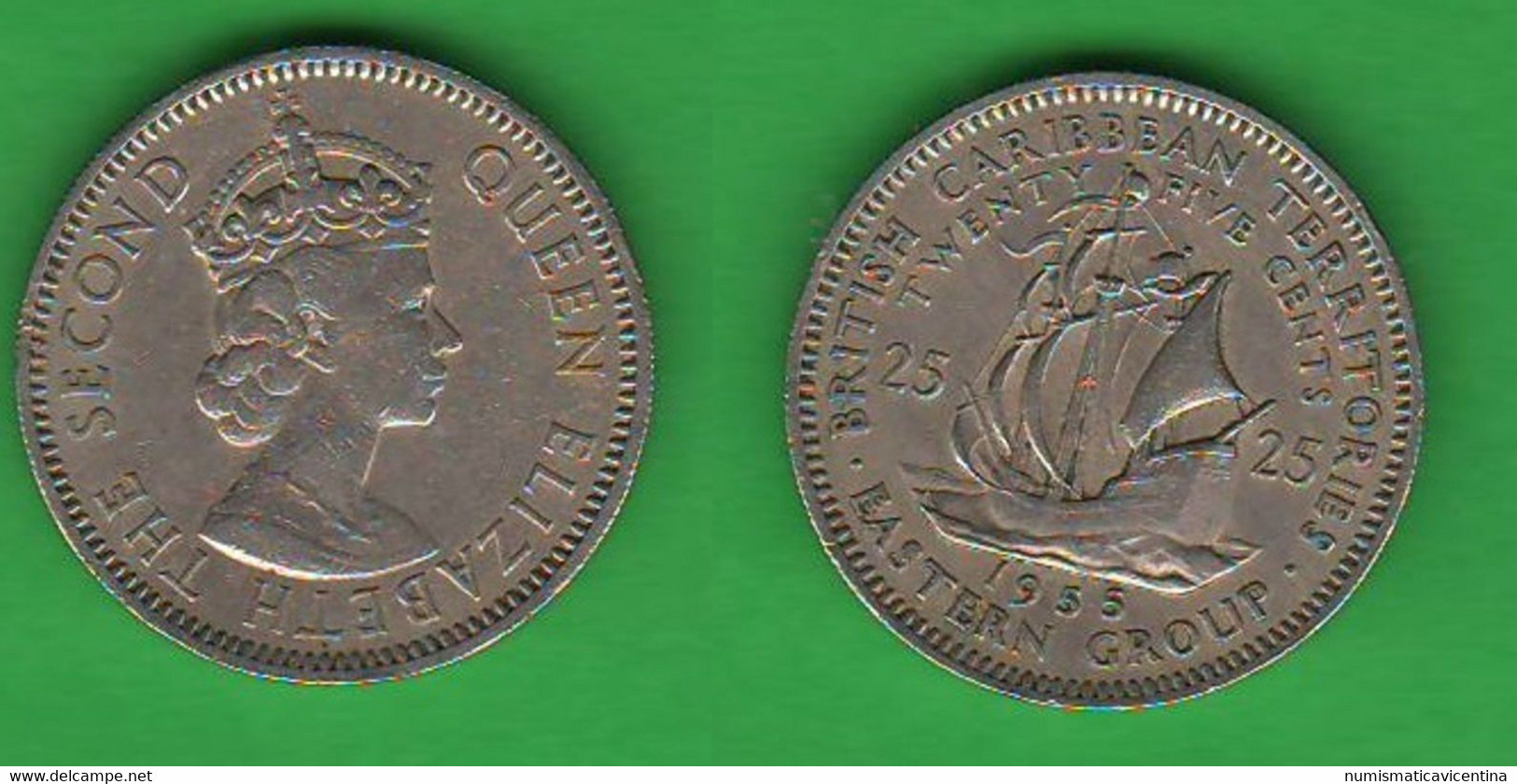 British Caribbean 25 Cents 1955 Caraibi Britannici Caraïbes Britanniques - Caribe Británica (Territorios Del)