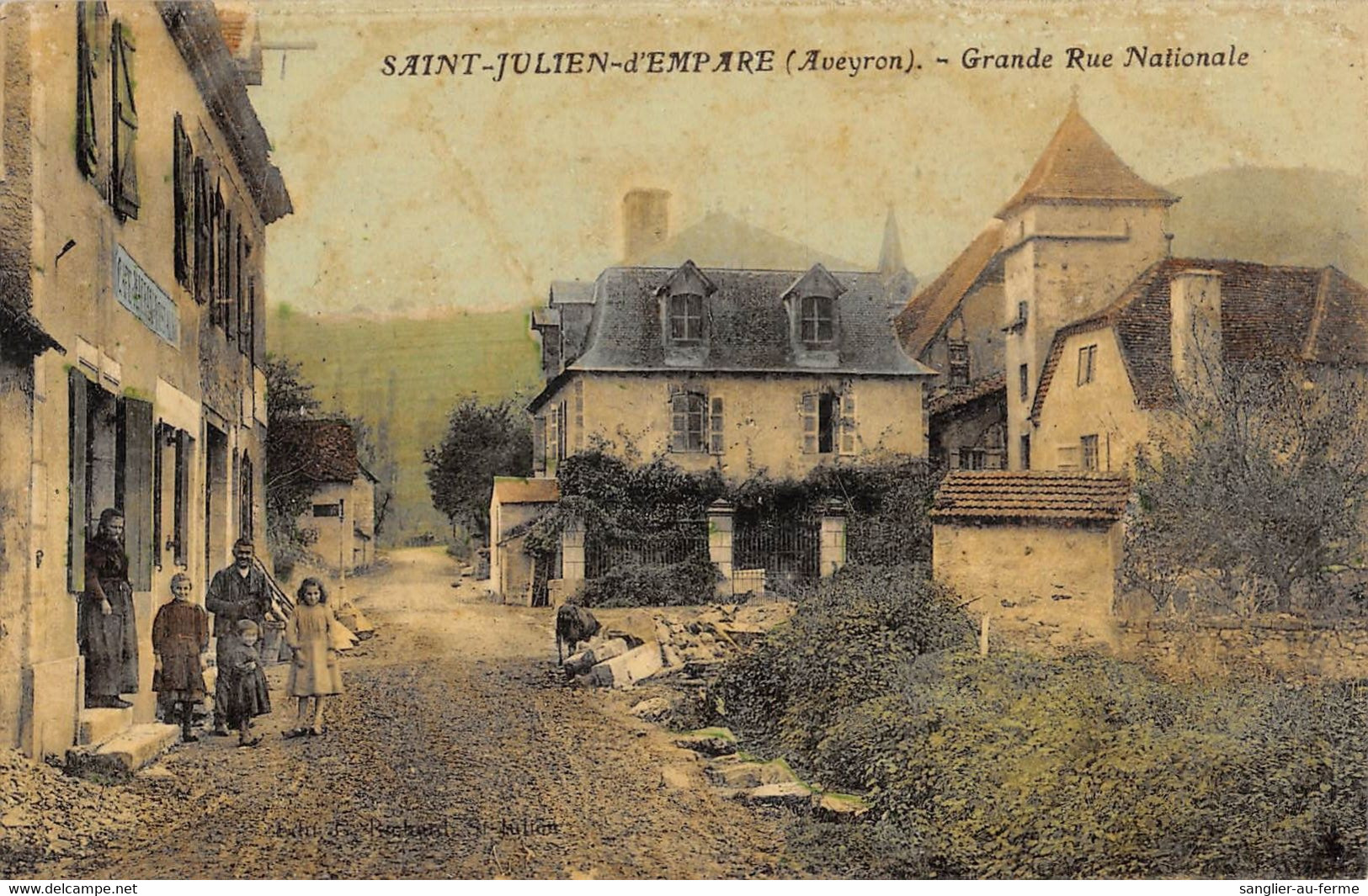 CPA 12 SAINT JULIEN D'EMPARE GRANDE RUE NATIONALE - Other & Unclassified