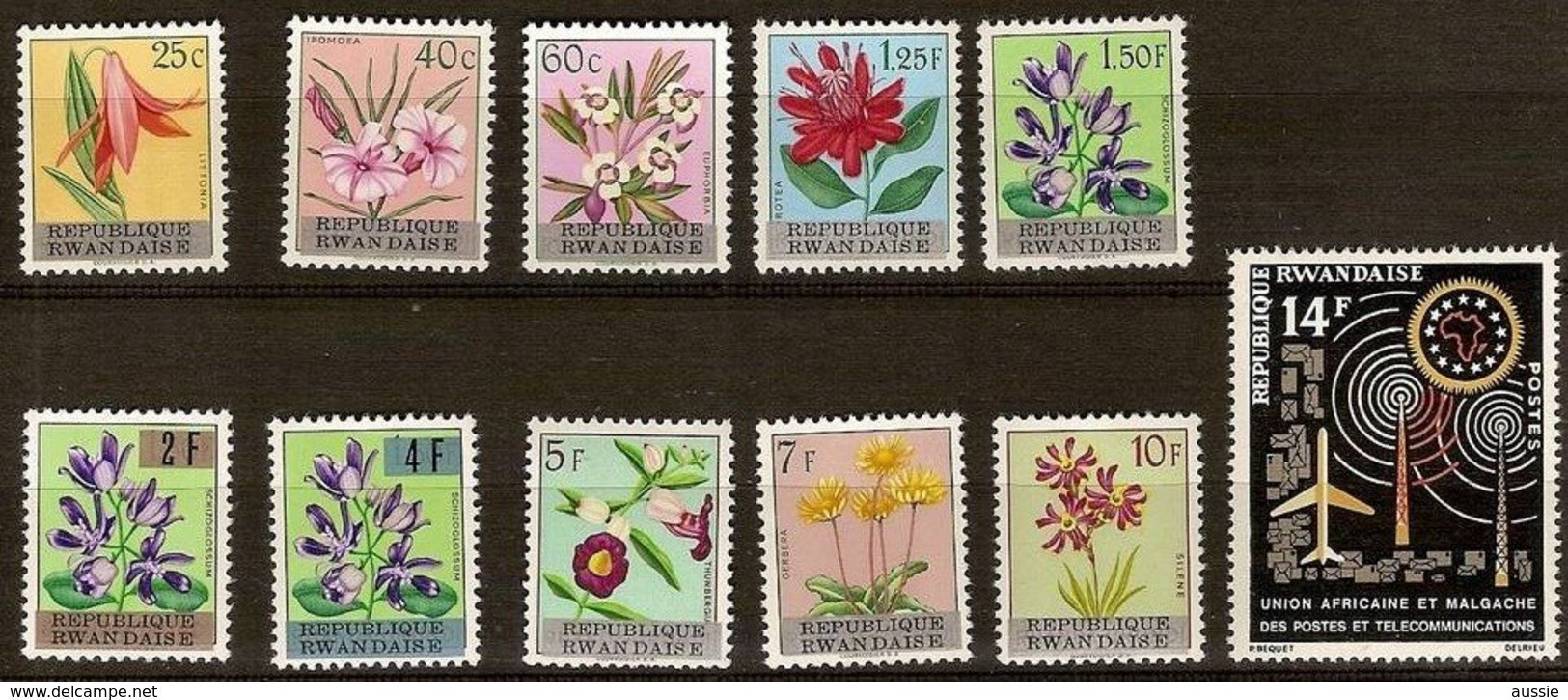 Rwanda 1963 OBC Nr. 13-23 *** MNH Cote 21 € Flore Bloemen Fleurs Flowers + Postes - Ongebruikt