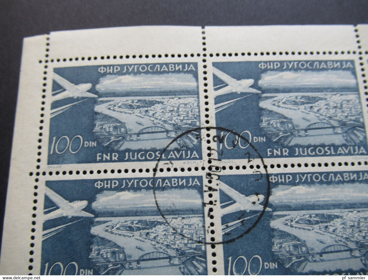 Jugoslawien 1951 Freimarken Flugzeuge über Landschaften Nr. 652 Im 12 Bogen!! Gestempelt. KW 132€ / Kompletter Bogen - Used Stamps