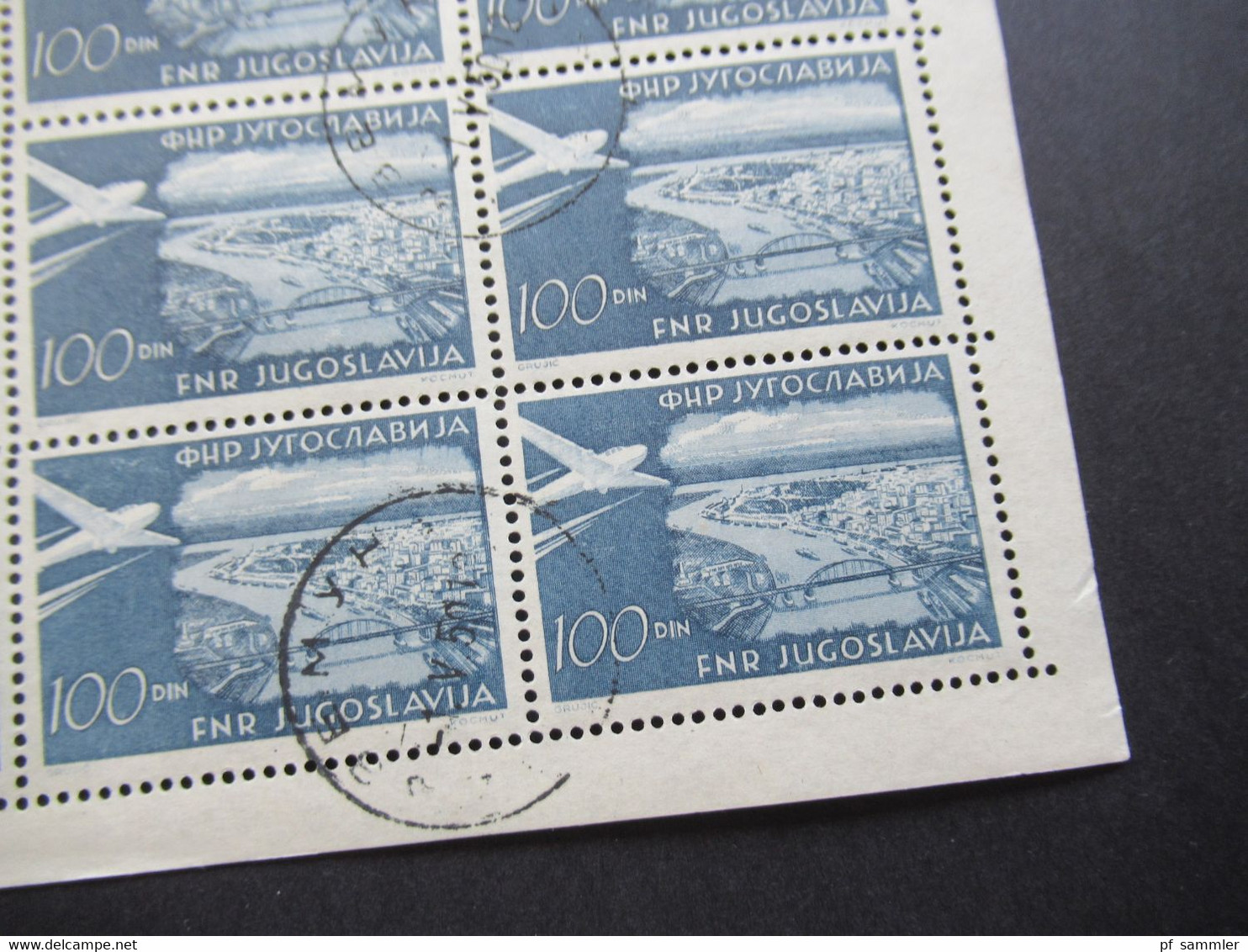 Jugoslawien 1951 Freimarken Flugzeuge über Landschaften Nr. 652 Im 12 Bogen!! Gestempelt. KW 132€ / Kompletter Bogen - Used Stamps