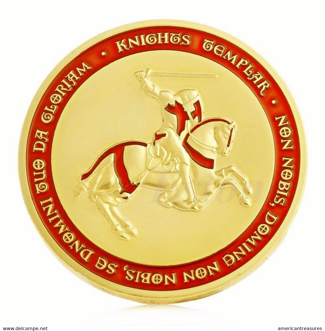 USA 1 Oz Knights Templar Crusader Cross Gold Plated Commemorative Coin - UNCIRCULATED - Other - America