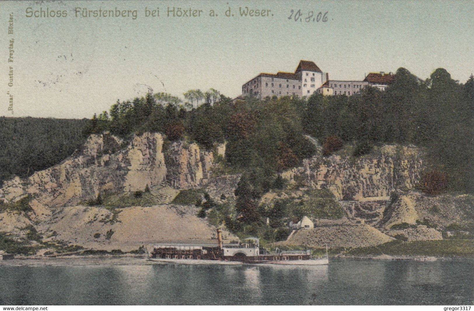 5680) Schloss FÜRSTENBERG Bei HÖXTER A. D. WESER Mit Sehr Altem SCHIFF - 20.08.1906 !! - Höxter