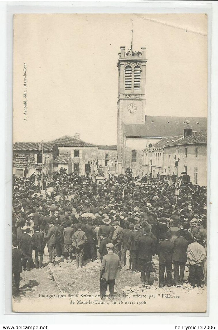 54 Mars La Tour Inauguration De La Statue Jeanne D'arc Le 16 Avril 1906 Ed Arnould - Other & Unclassified