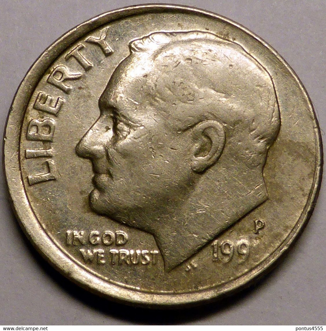 USA 1991-P - 10 Cents [KM# 195a] Center Strike Error - Erreurs