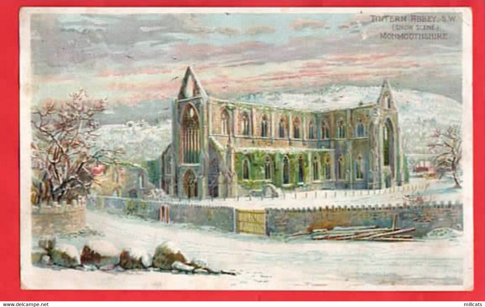 TINTERN    TINTERN ABBEY FROM S W    LOVELY ART VIEW  Pu 1906  COLMAN STARCH ADVERT - Monmouthshire