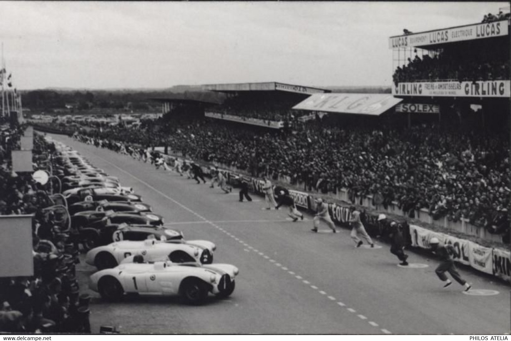 CP Carte Photo + Cachet Illustré 24 Heures Du Mans 12 13 Juin 1954 Départ De La Course YT 975 Automobile Auto - Le Mans