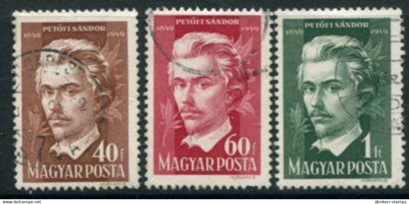 HUNGARY 1950 Petofi Centenary 2nd Issue Used.  Michel 1083-85 - Oblitérés