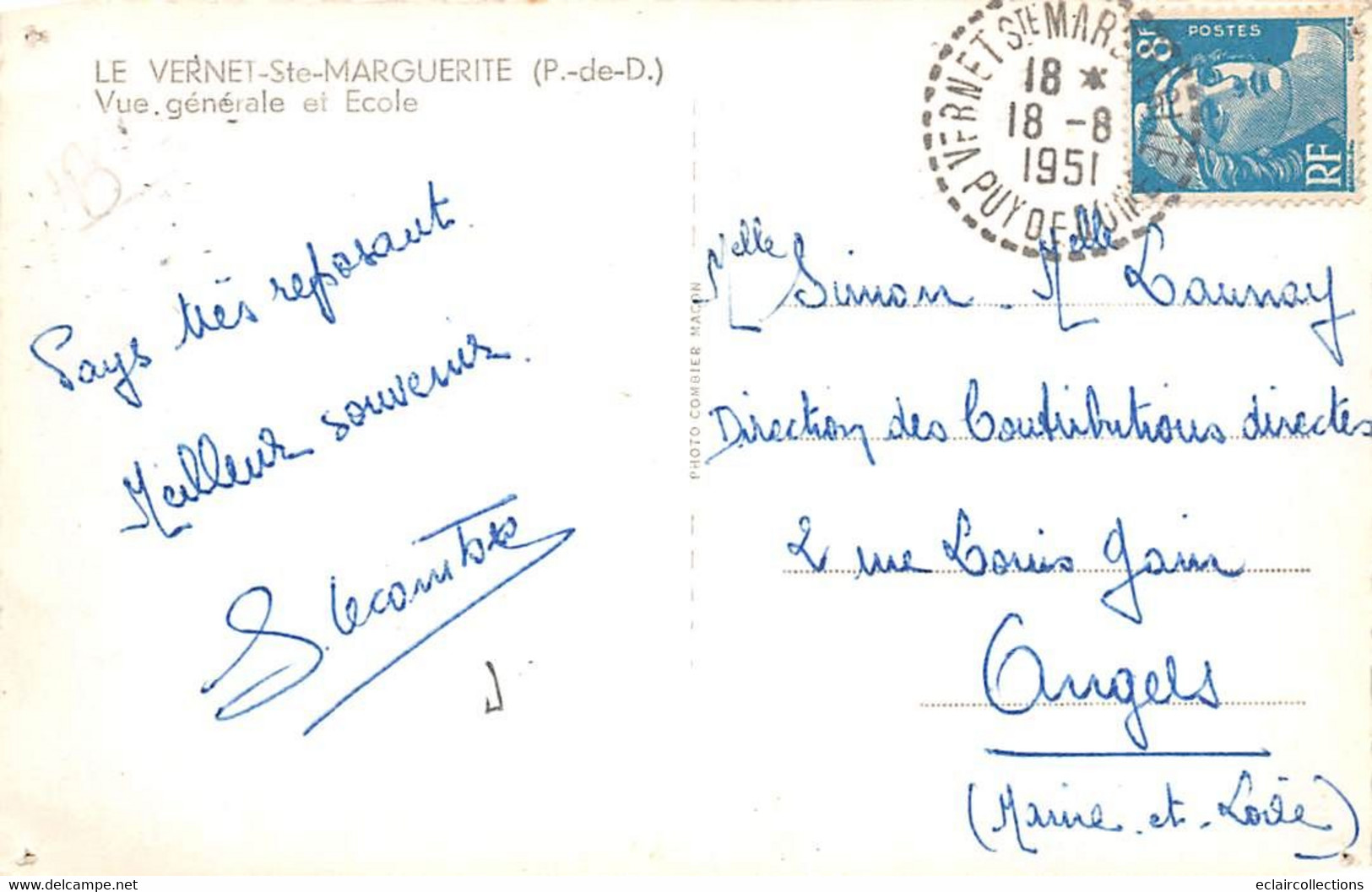 Le Vernet-Sainte-Marguerite       63         Vue Générale Et école   - 1951 -      (voir Scan) - Other & Unclassified