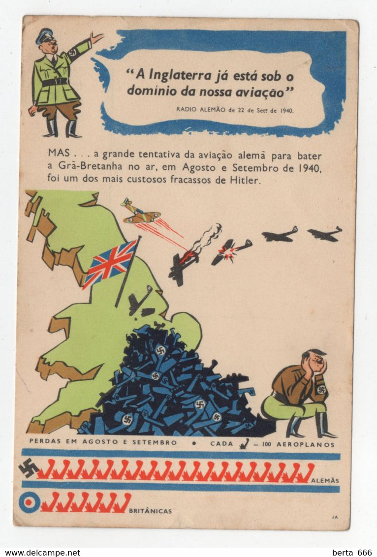 CPA Seconde Guerre Mondiale Hitler Aviation Allies Cartoon Vintage Postcard World War II - War 1939-45