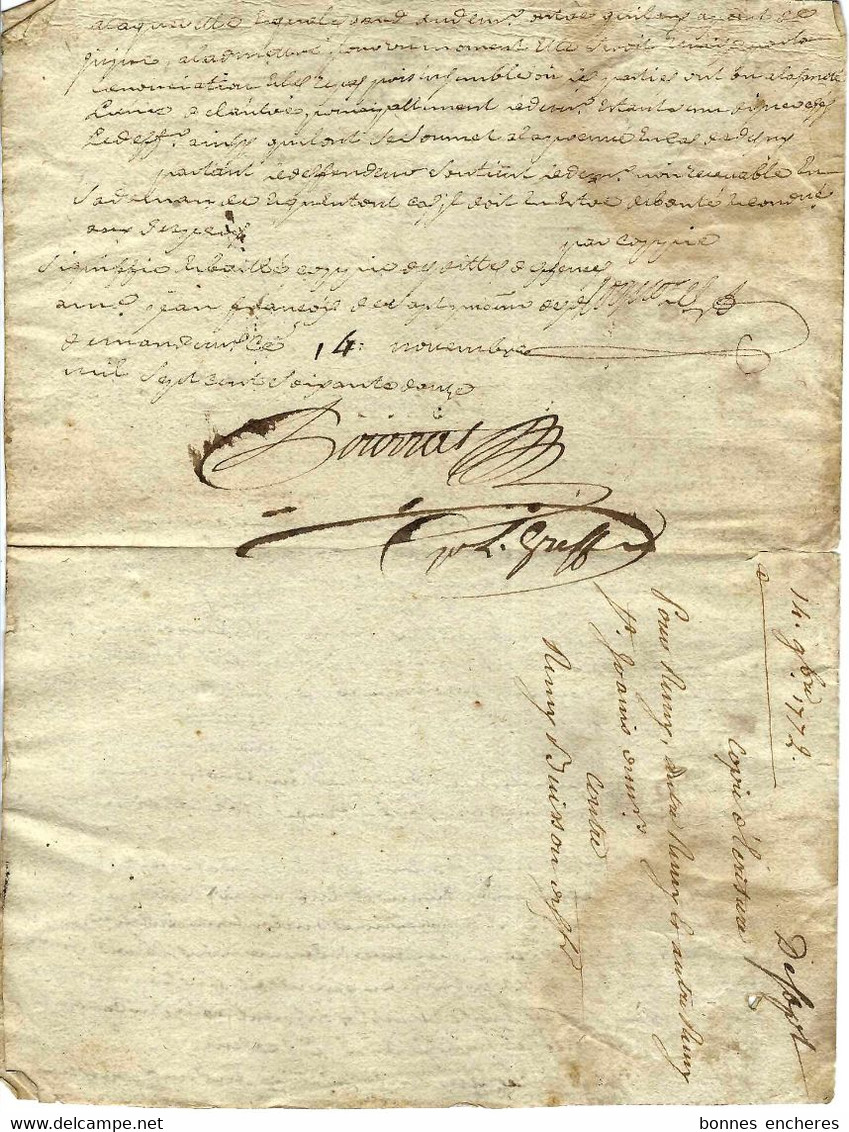 1772 SUR 4 PAGES  AVEC SIGNATURES DEUX SOLS GENERALITE AUVERGNE BELLE FRAPPE VOIR SCANS - Gebührenstempel, Impoststempel