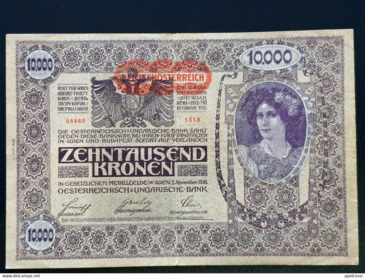 Austria / Hungary 1919-1922, 10-100000 Kronen (10 pcs), (P-51, P-53, P-54, P-56, P-59, P-61, P-65, P-79, P-80, P-81)