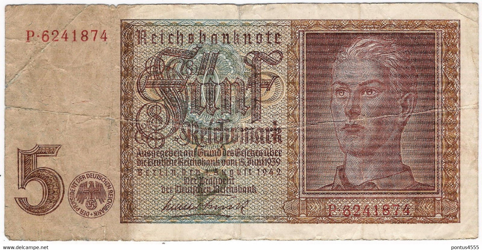 Germany 1942 - 5 Marek; Ser. P [Kr. 186b] - 5 Reichsmark