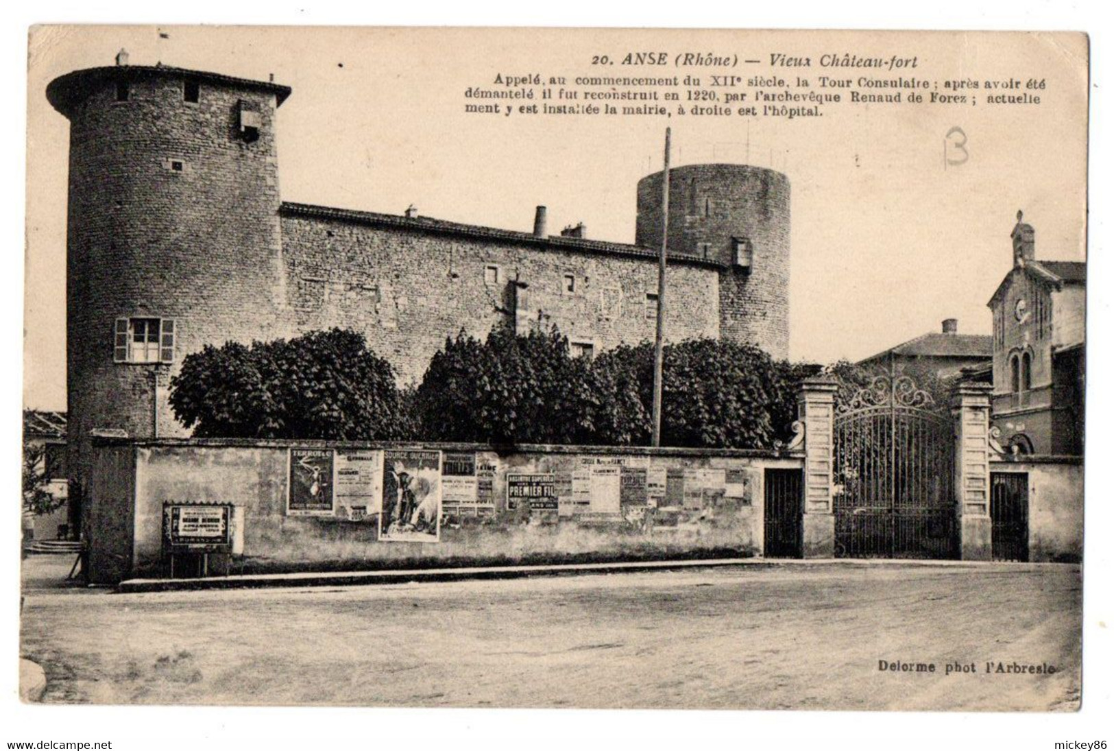 ANSE -- 1928--  Vieux Chateau Fort Sur L' Azergues  ..............à Saisir - Anse